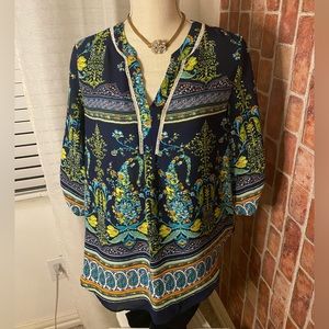 Sami & Jo Multicolor Paisley Hi Low Blouse Size S